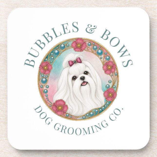 Maltese Dog Grooming Salon Drinks Coaster (Front)