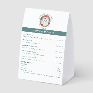 Maltese Dog Grooming Salon Price List Tent Card