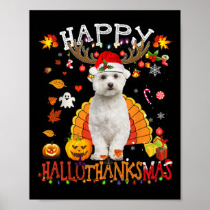 Maltese Dog Halloween Christmas Dog Happy Hallotha Poster