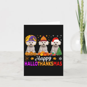 Maltese Dog Halloween Christmas Hallothanksmas 1  Card
