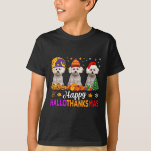 Maltese Dog Halloween Christmas Hallothanksmas 1 T-Shirt