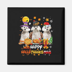 Maltese Dog Happy Halloween Thanksgiving Merry Chr Magnet