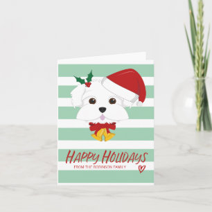 Maltese Dog Happy Holidays Christmas Greeting Card