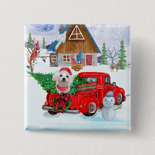 Maltese Dog In Christmas Delivery Truck Snow 15 Cm Square Badge