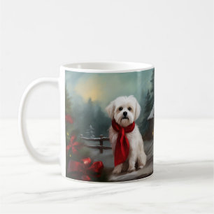 Maltese Dog in Snow Christmas  Coffee Mug