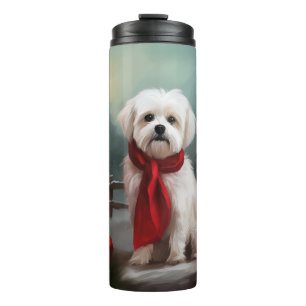 Maltese Dog in Snow Christmas  Thermal Tumbler