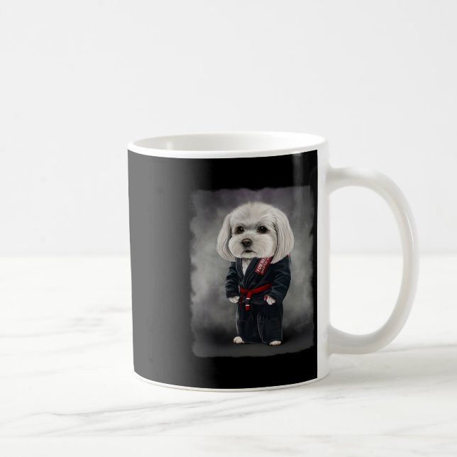 Maltese Dog Judo Karate Master In Black Judogi 1  Coffee Mug (Right)