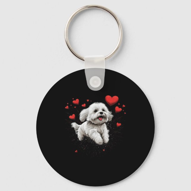 Maltese Dog Love Heart For Valentines Day Maltese  Key Ring (Front)