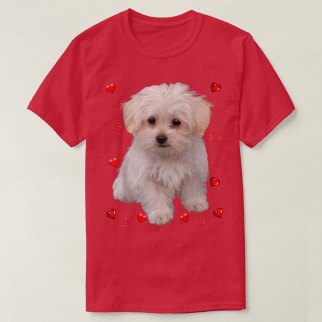 Maltese Dog Lover Puppy Owners Heart Design  T-Shirt (Design Front)