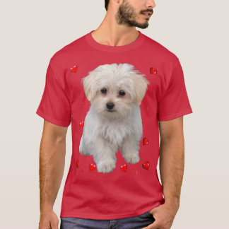 Maltese Dog Lover Puppy Owners Heart Design  T-Shirt