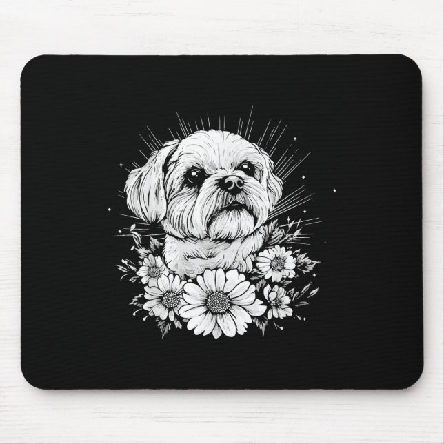 Maltese Dog Lover Retro Style Tattoo  Mouse Mat (Front)