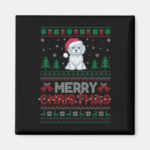 Maltese Dog Lovers Santa Hat Christmas Tree Lights Magnet