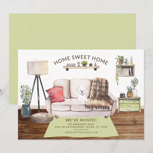 Maltese Dog Moving Announcement (Front/Back)