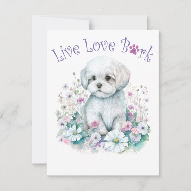 Maltese Dog Mum Floral Card (Front)