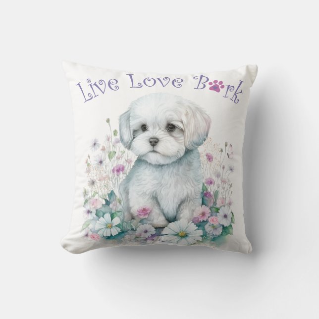 Maltese Dog Mum Floral Cushion (Front)