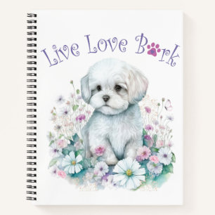 Maltese Dog Mum Floral Notebook