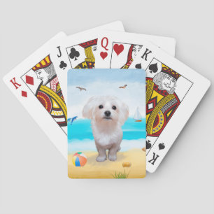 Maltese Dog on Beach Playing Cards
