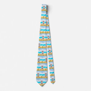 Maltese Dog on Beach Tie