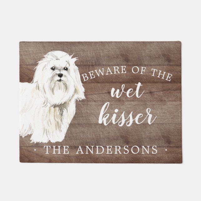 Maltese Dog Personalised Door Mat (Front)