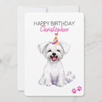 Maltese Dog Personalised Happy Birthday