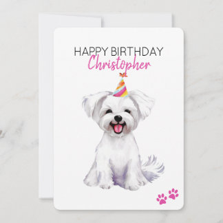 Maltese Dog Personalised Happy Birthday Card