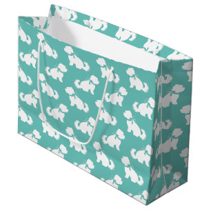 Maltese Dog Puppy Short Hair Teddy Bear Large Gift Bag