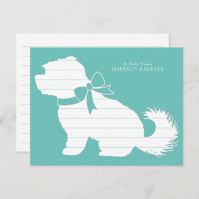 Maltese Dog Puppy Short Hair Teddy Bear Thank You Card (Front/Back)
