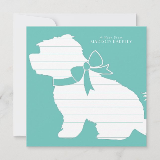 Maltese Dog Puppy Short Hair Teddy Bear Thank You Card (Front)