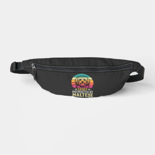 Maltese Dog Retro Sunset Distracted Bum Bags