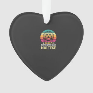 Maltese Dog Retro Sunset Distracted Ornament