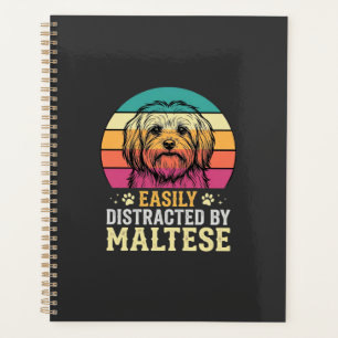Maltese Dog Retro Sunset Distracted Planner