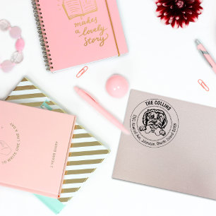 Maltese Dog Return Address Family Rubber Stamp