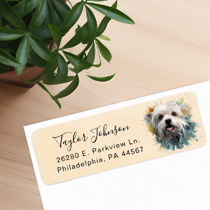 Maltese Dog Return Address Label