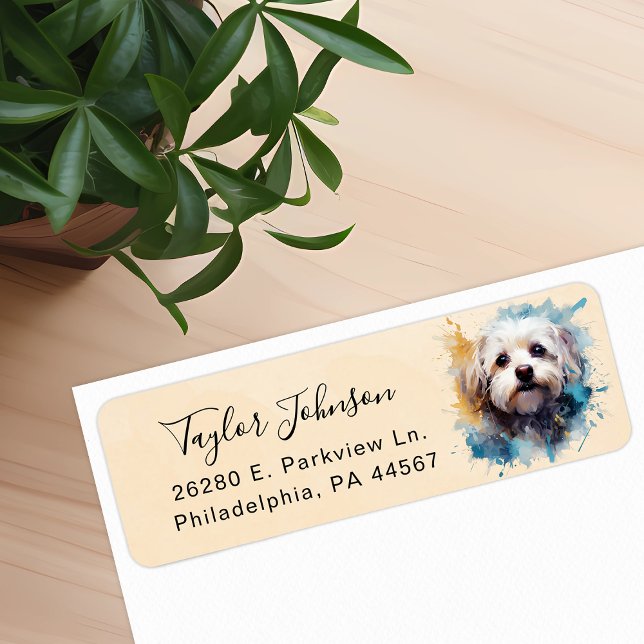 Maltese Dog Return Address Label (Creator Uploaded)