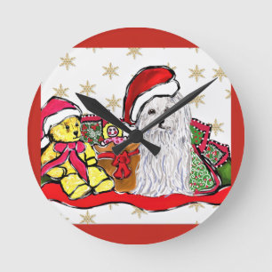 Maltese Dog Round Clock