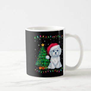 Maltese Dog Santa Hat Men Women Kids Christmas Tre Coffee Mug