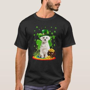 Maltese Dog Shamrock St Patricks Day Dog Irish Gif T-Shirt