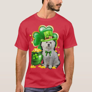 Maltese Dog Shamrock St Patricks Day Dog Irish  T-Shirt