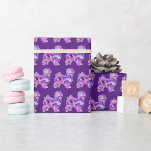 Maltese Dog Silhouette Colour Purple Dark Wrapping Paper