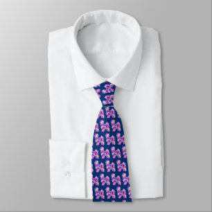 Maltese Dog Silhouette Purple Dark Blue Neck Tie