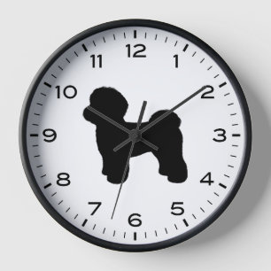 Maltese Dog Silhouette with Numbers and Minutes Clock
