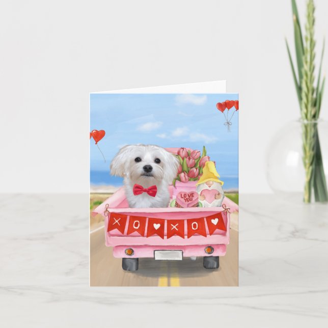 Maltese Dog Valentine's Day Truck Card (Front)