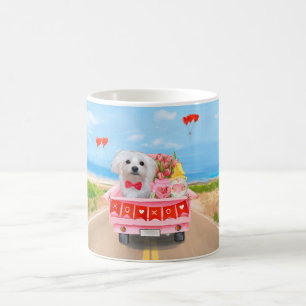 Maltese Dog Valentine's Day Truck  Coffee Mug