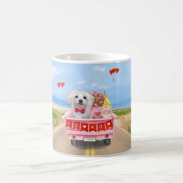 Maltese Dog Valentine's Day Truck  Coffee Mug (Center)