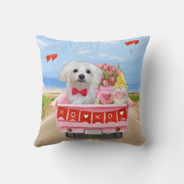 Maltese Dog Valentine's Day Truck Cushion (Back)