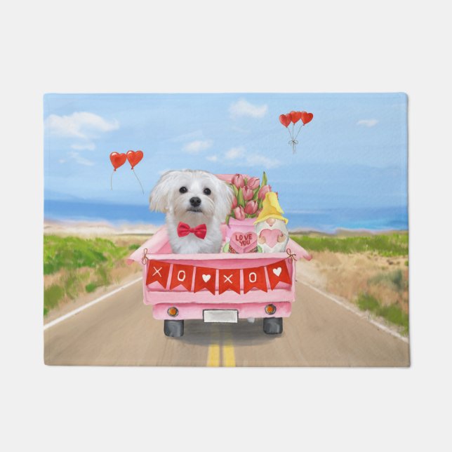 Maltese Dog Valentine's Day Truck Doormat (Front)