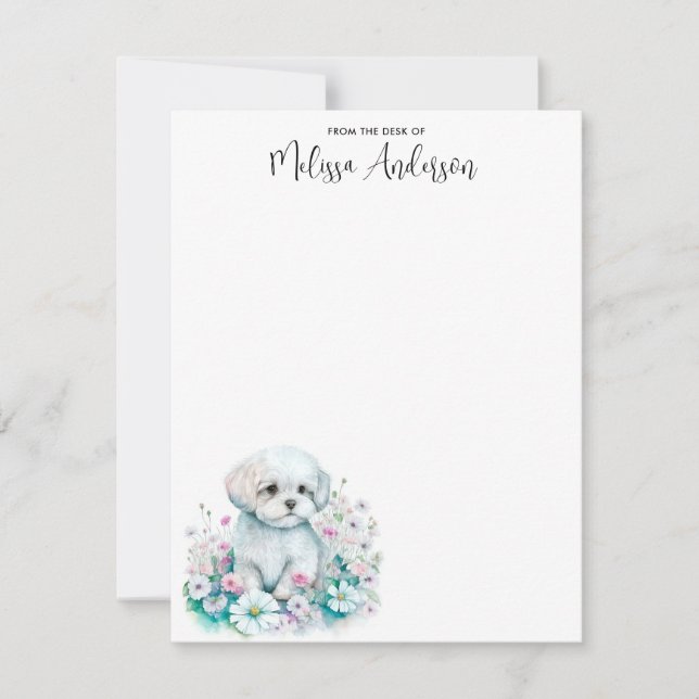 Maltese Dog Watercolor Cute Puppy Personalised  Card (Front)