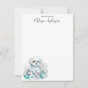 Maltese Dog Watercolor Cute Puppy Personalised  Card