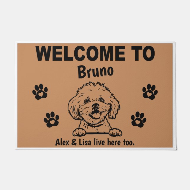 Maltese Dog Welcome Home Personalized Custom Doormat (Front)