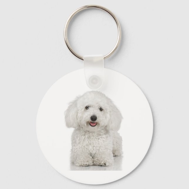 Maltese Dog White Key Ring (Front)